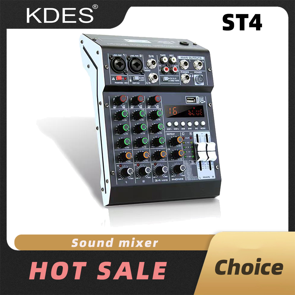 Audio Mixer 4 Channel Usb Bluetooth Pc - KDES ST4 Mixer Audio 4 Saluran