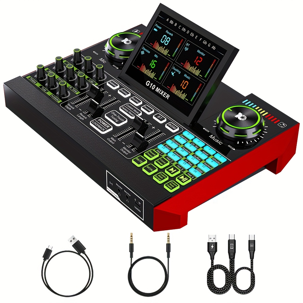 Studio Audio Interface With 48V Phantom - Tenlamp G10, perangkat untuk podcasting, kartu