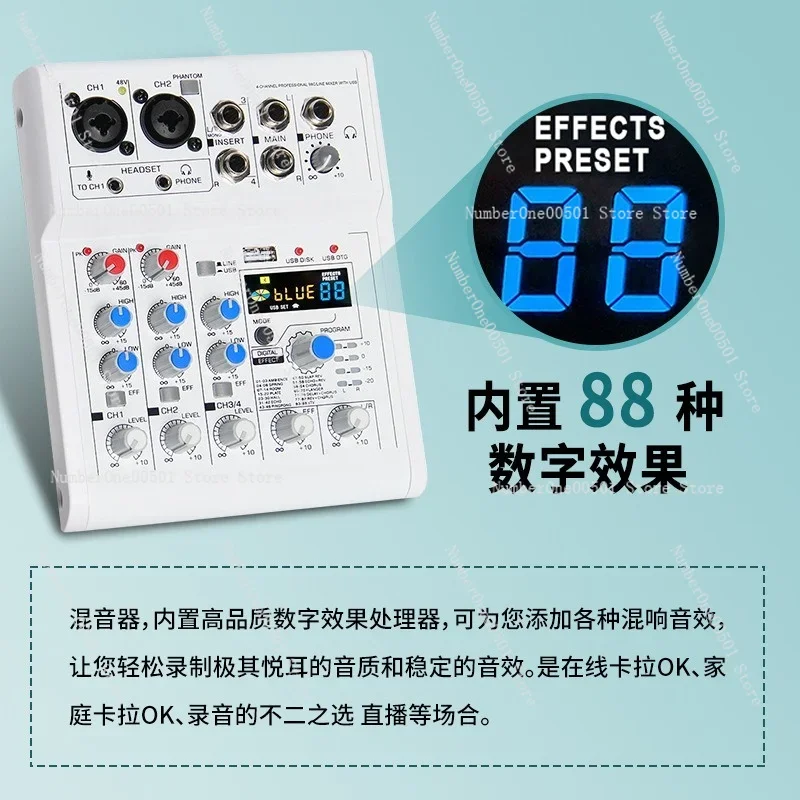 Audio Mixer 4 Channel Usb Bluetooth Pc - Mixer Audio Mini 4 Saluran dengan