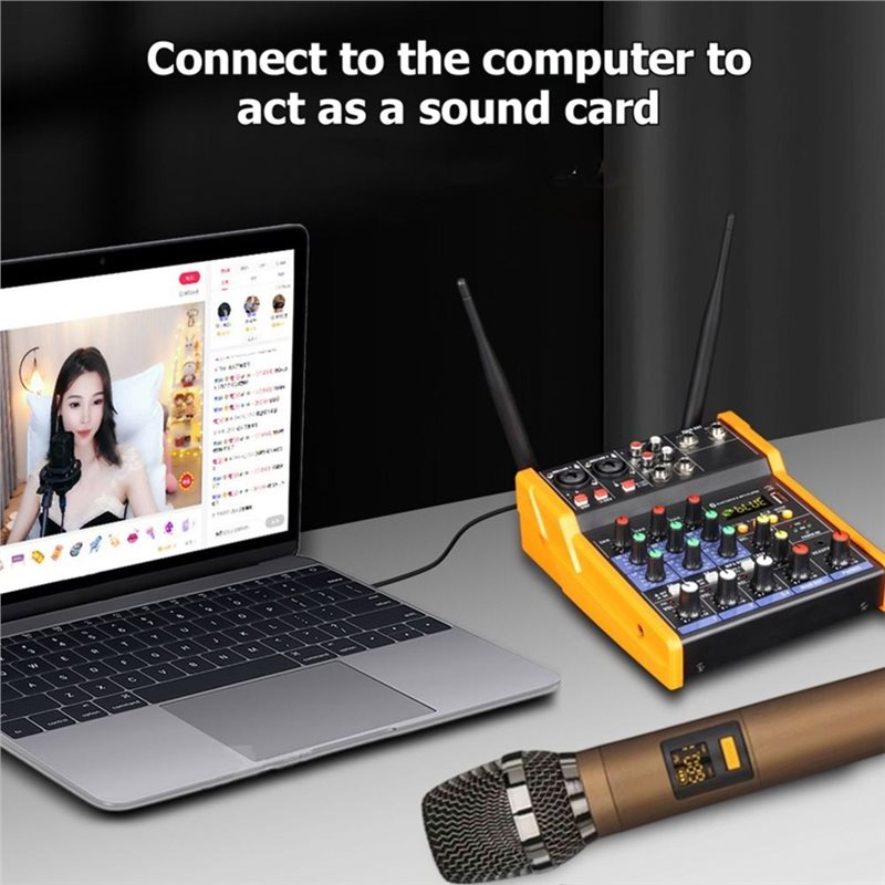 Audio Mixer 4 Channel Usb Bluetooth Pc - Antarmuka Audio USB Bluetooth yang Andal,
