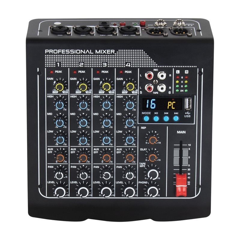 Studio Audio Interface With 48V Phantom - 【AKSESORI TELEPON】Mixer Audio 4 Saluran dengan