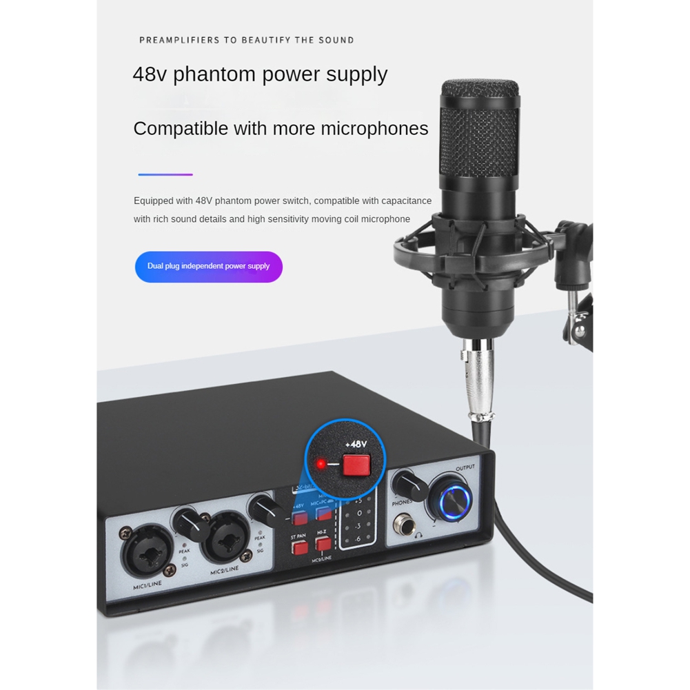 B68C 2 In 2 Out USB Audio Inte - Studio Audio Interface With 48V Phantom ulasan dan harga