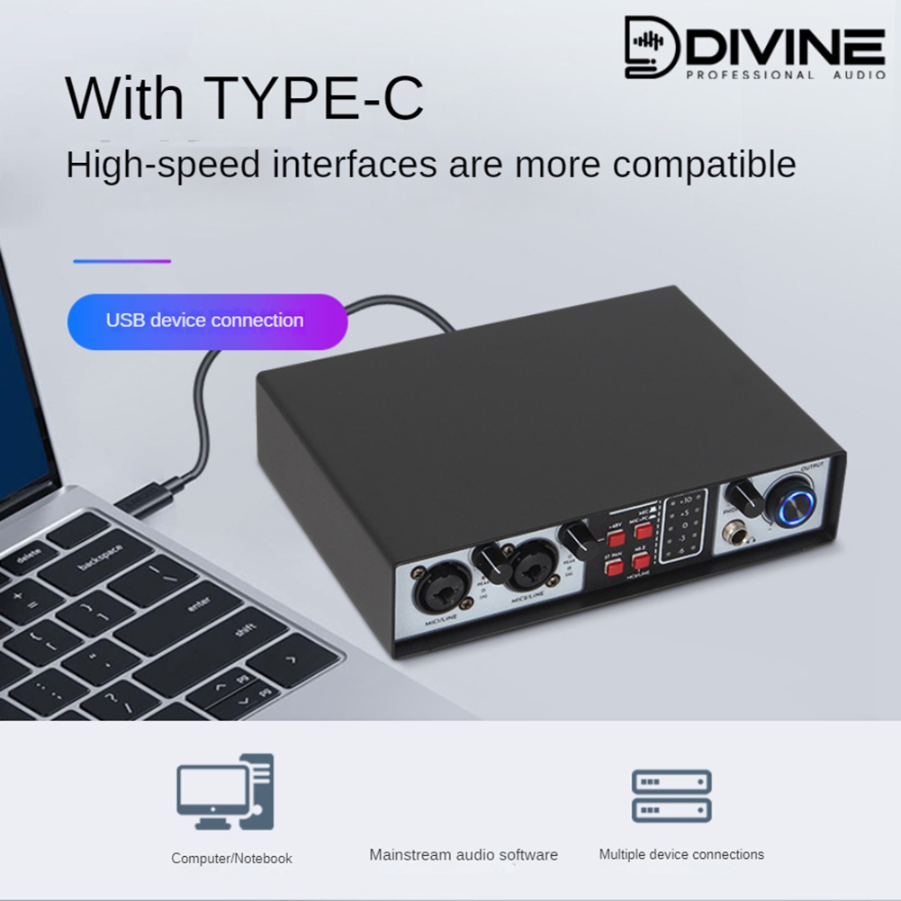 B68C 2 In 2 Out USB Audio Inte - Studio Audio Interface With 48V Phantom ulasan dan harga