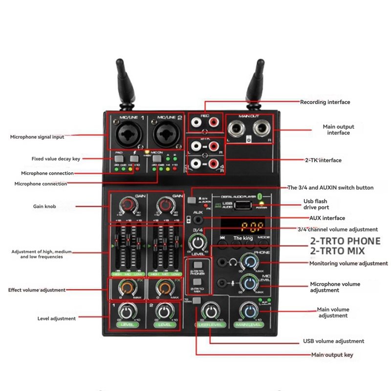 ABAC-USB Bluetooth Reverb Mikr - Audio Mixer 4 Channel Usb Bluetooth Pc ulasan dan harga