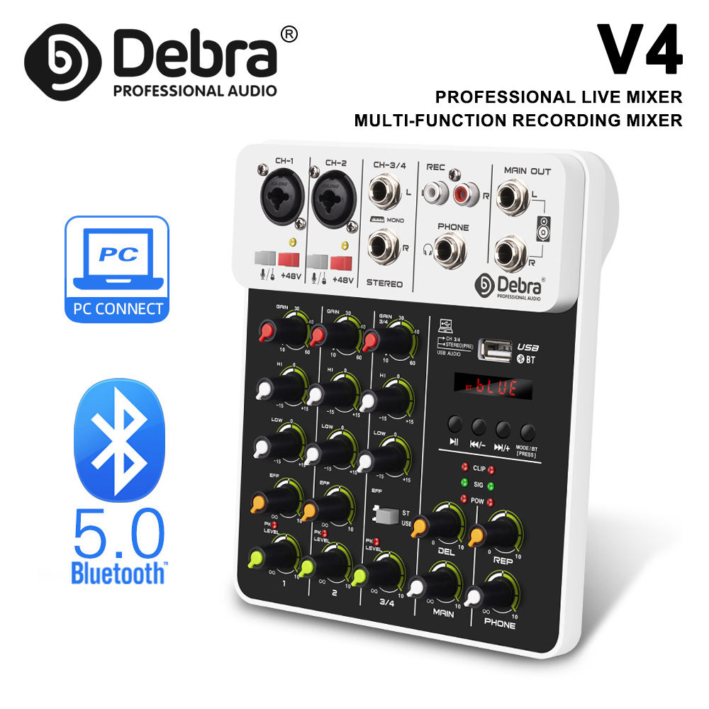 IKGE Mixer Audio V4 4, Mixer A - Audio Mixer 4 Channel Usb Bluetooth Pc ulasan dan harga