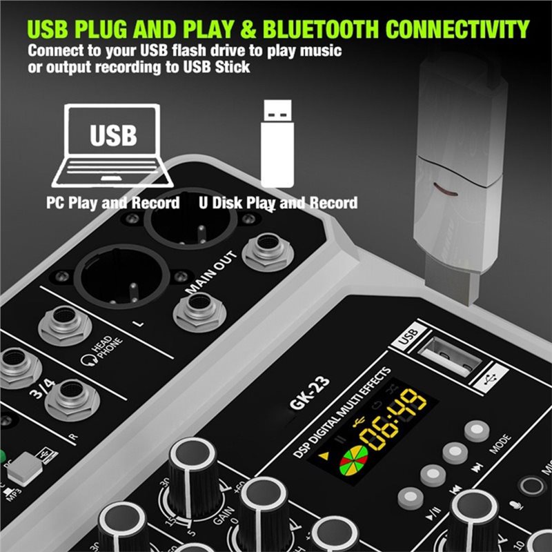 Mikrofon Nirkabel T23C Konsol  - Audio Mixer 4 Channel Usb Bluetooth Pc ulasan dan harga