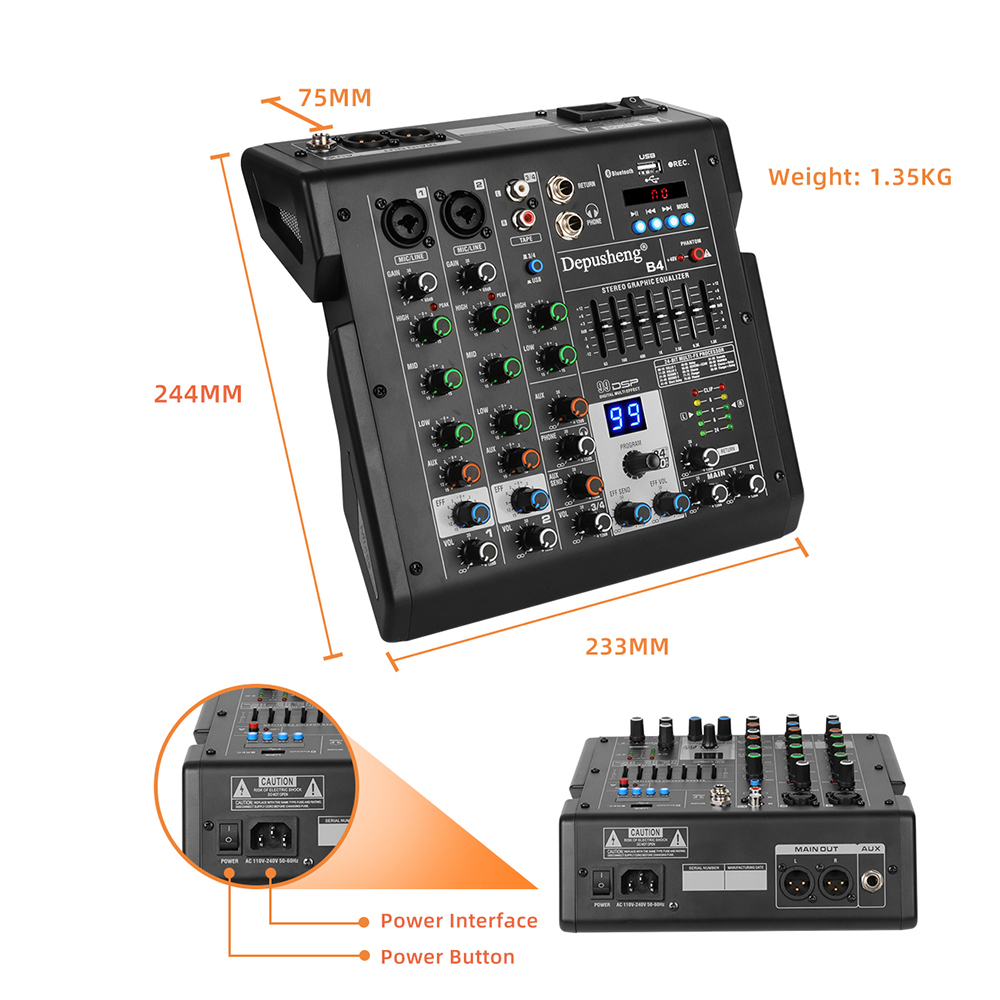 Antarmuka Audio Mixer Audio 4  - Studio Audio Interface With 48V Phantom ulasan dan harga