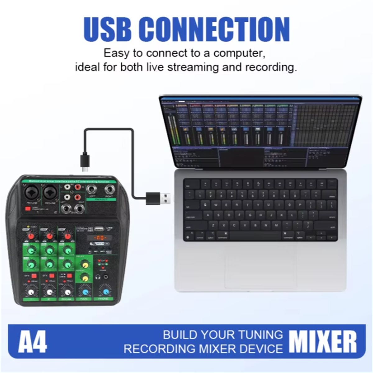Konsol Mixer Audio USB 4-Salur - Audio Mixer 4 Channel Usb Bluetooth Pc ulasan dan harga