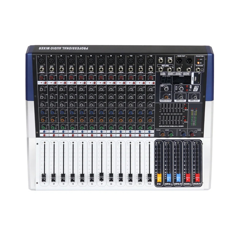 Mixer Audio 12 Saluran dengan  - Studio Audio Interface With 48V Phantom ulasan dan harga