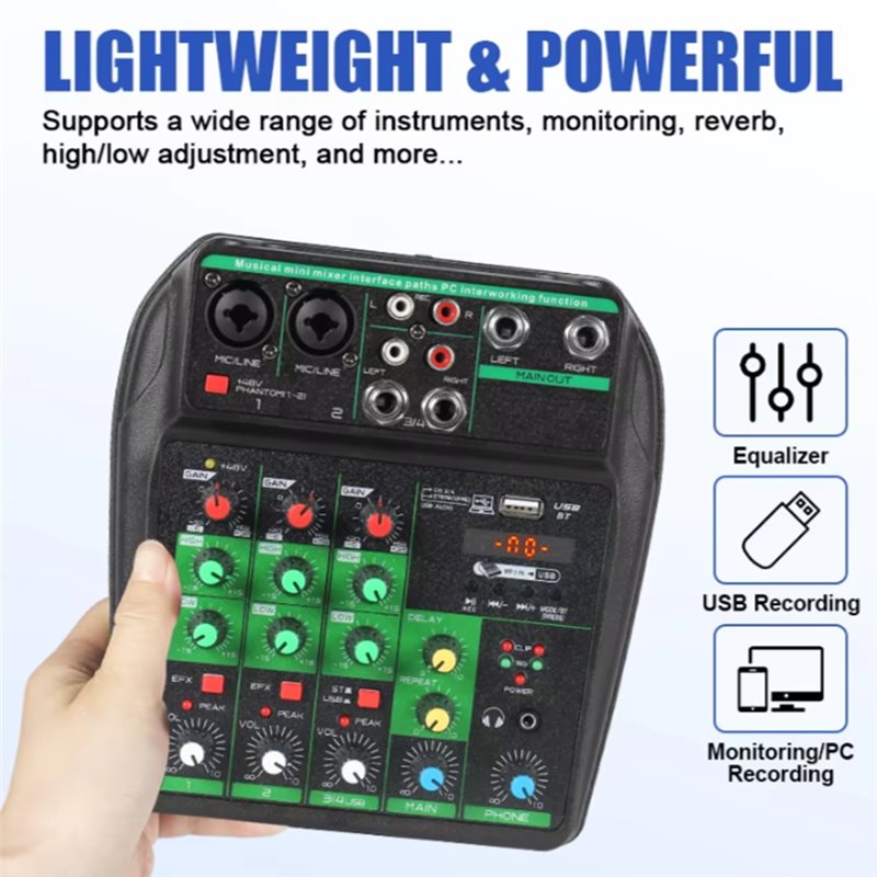 LXYB18B, Mixer Audio Profesion - Audio Mixer 4 Channel Usb Bluetooth Pc ulasan dan harga
