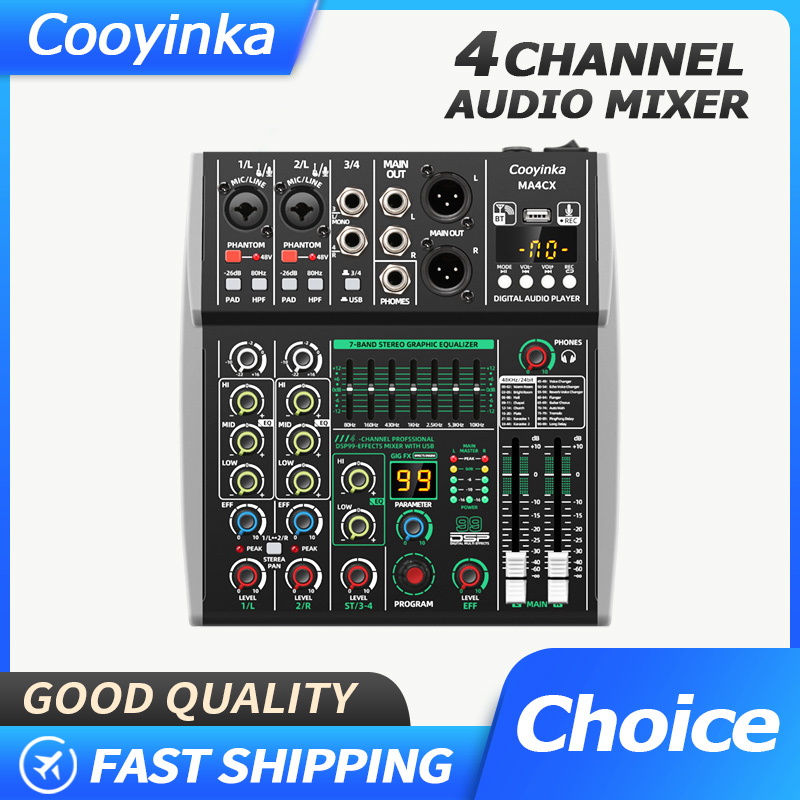 Konsol Mixing 4 Saluran 48V 99 - Audio Mixer 4 Channel Usb Bluetooth Pc ulasan dan harga