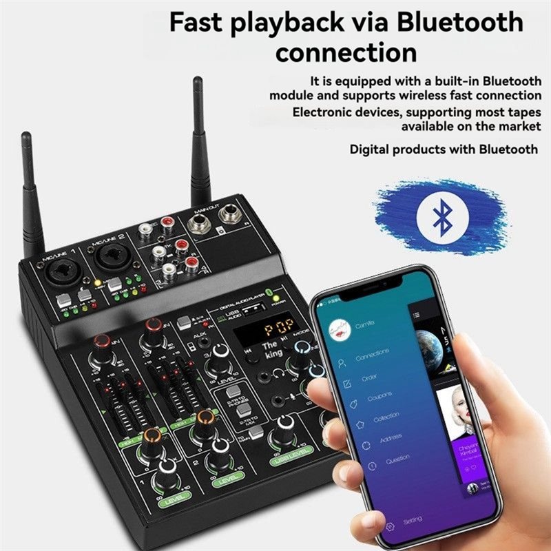 ● Mikrofon Nirkabel, Konsol Mi - Audio Mixer 4 Channel Usb Bluetooth Pc ulasan dan harga